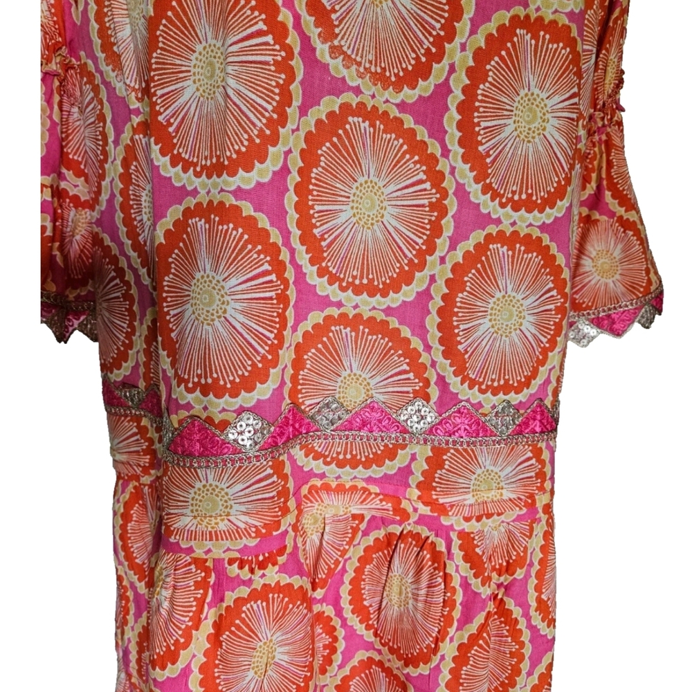 Vibrant Pink and Orange Patterned Dress-$178.50 - Picture 6 of 17